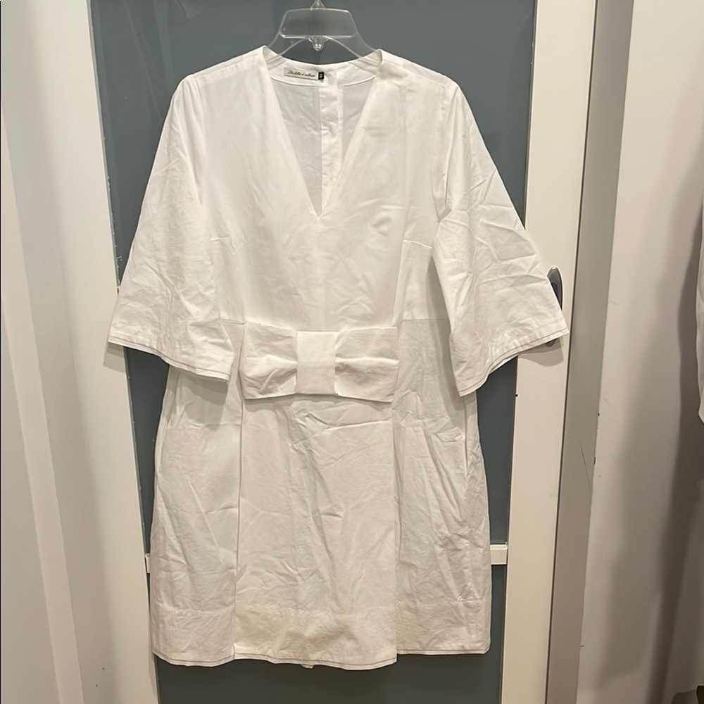 Les Filles D’ailleurs White A-line Full Dress with Pockets and Wide Sleeves, NWT